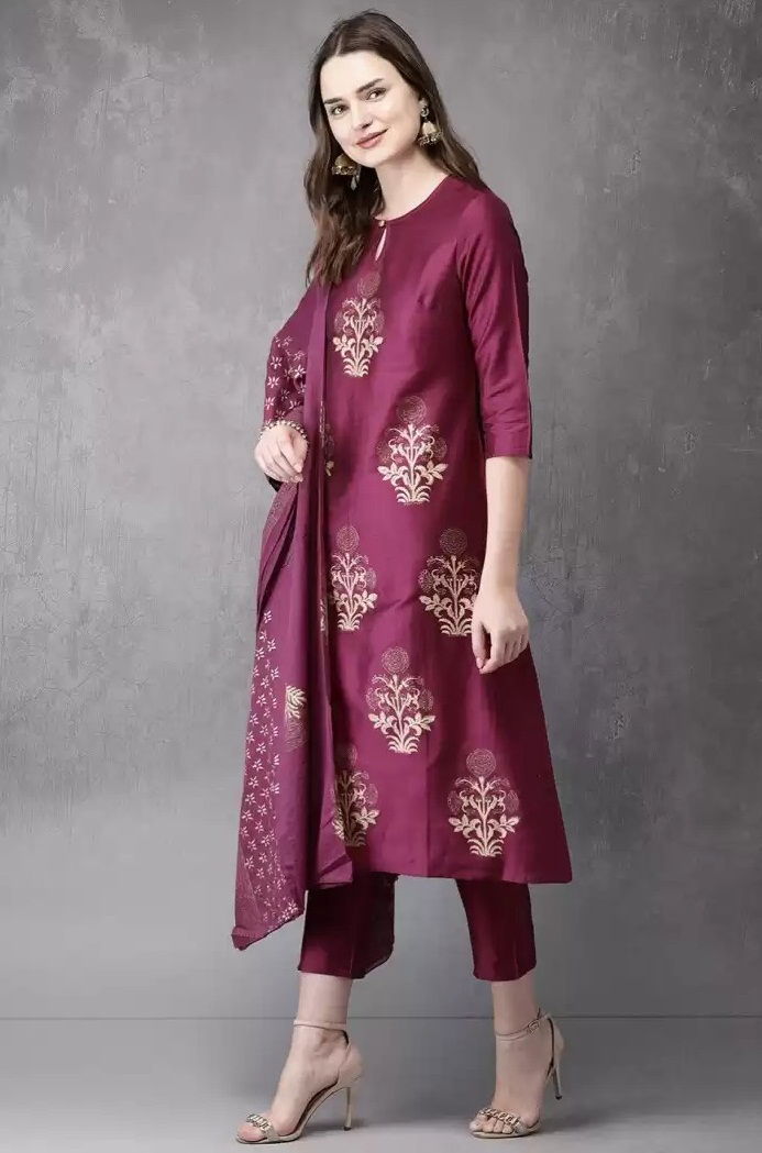 Suhani Latest Fancy Ethnic Wear Printed Kurti With Pant And Dupatta Collection